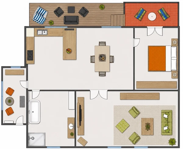 Grundriss von Wohnung 1 im Ferienhaus Anna Reetzow – Erdgeschoss